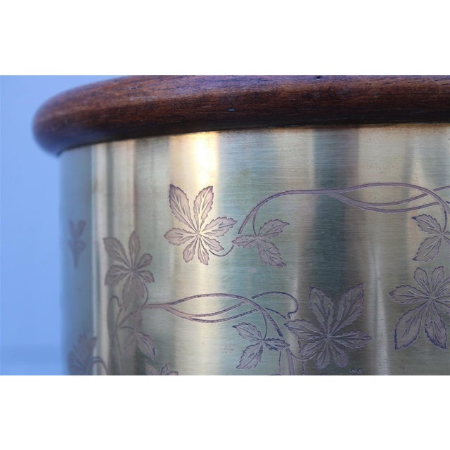 1970s Brass and Wood Plant Basket, Italy, 1970s For Sale - Image 5 of 12