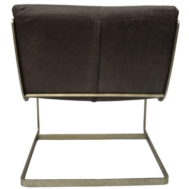 Bernhardt Bernhardt Leather and Steel Lounge Chair For Sale - Image 4 of 6