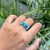 18k White Gold 3.31ct Turquoise, Blue Sapphire & Diamond Georgian Revival Ring Size 6.5 For Sale In New York - Image 6 of 17