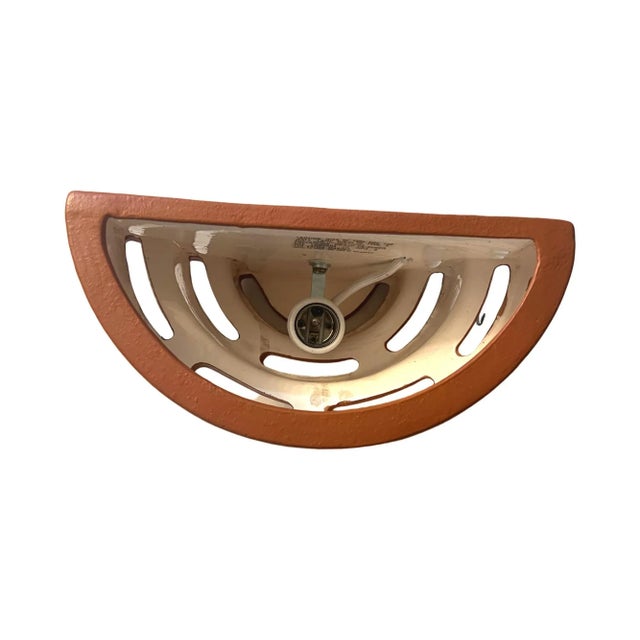 Terra Cotta Vintage 1980s Postmodern Art Deco Ceramic Wall Sconces Lamps - Set of 2 For Sale - Image 8 of 9