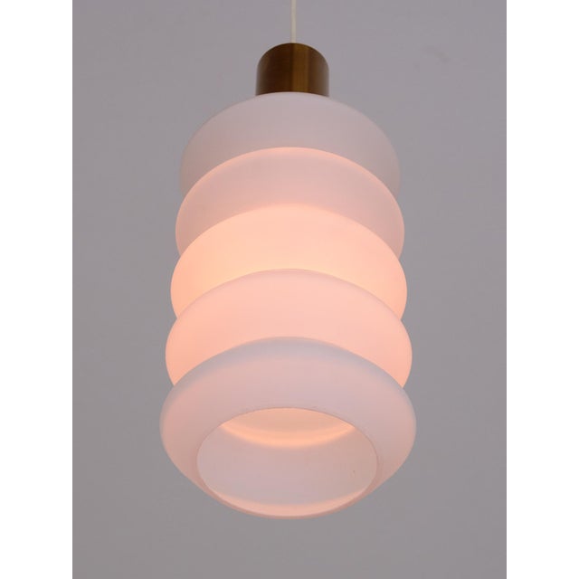 Sculptural Swedish Modern Pendants in Opaline Glass and Brass, 1950s, Set of 2 For Sale - Image 11 of 15