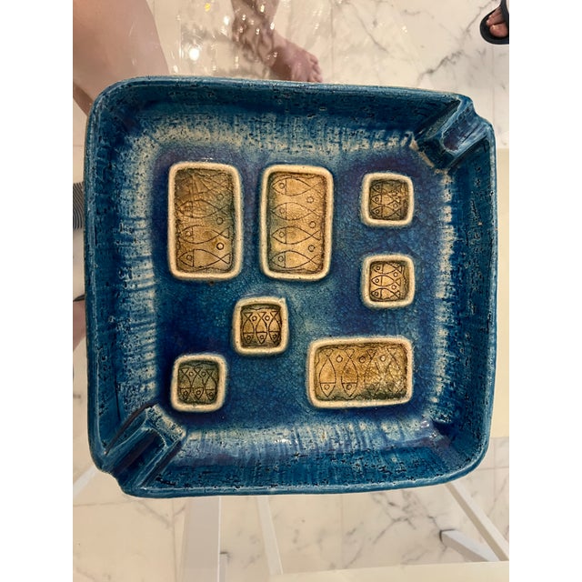 Bitossi Large Ceramic Trinket Tray in Blue Rimini by Aldo Londi for Bitossi, Italy, 1960 For Sale - Image 4 of 10