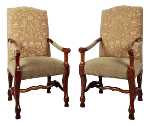 Pair of English Jacobean Revival High-Back Throne Chairs