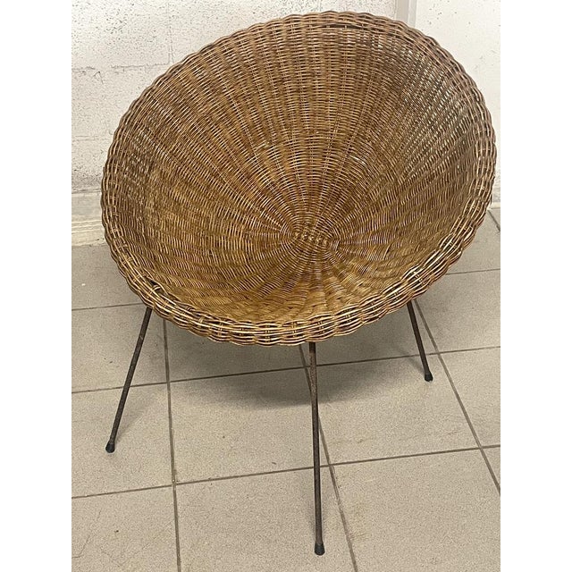 Black Set of Armchairs with Wicker Seat, 1950s For Sale - Image 8 of 18