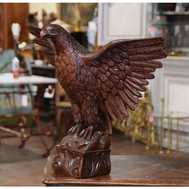 Brown Early 19th Century French Carved Oak Imperial Eagle Sculpture For Sale - Image 8 of 12