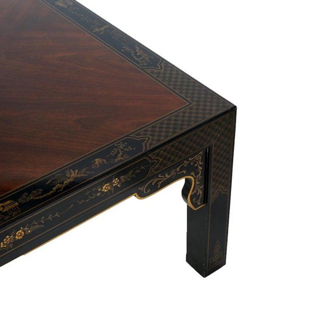 Drexel Heritage Drexel Heritage Mahogany and Ebonized Chinoiserie Decorated Low Table C1950 For Sale - Image 4 of 9