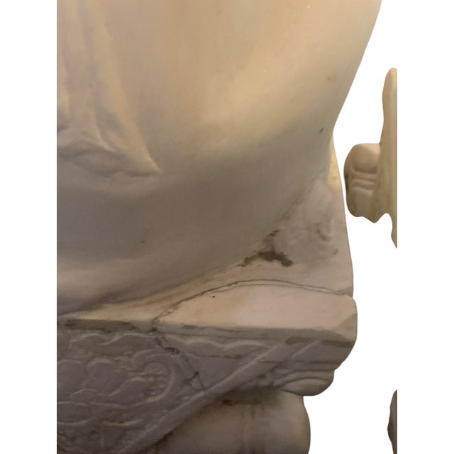 Late 19th Century Late 19th Century White Marble Foo Dog, a Pair For Sale - Image 5 of 7