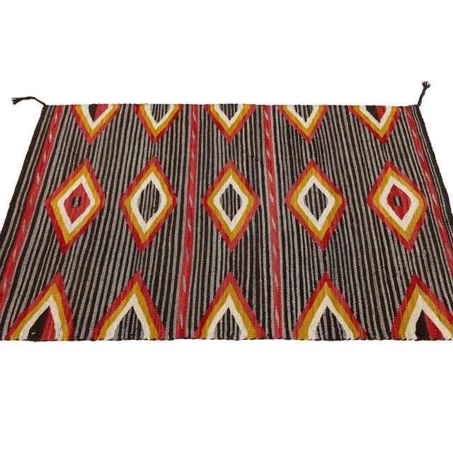2020s Modern Navajo Inspired Wool Accent Rug in Crimson, Gold, and Charcoal 3x5 For Sale - Image 5 of 8