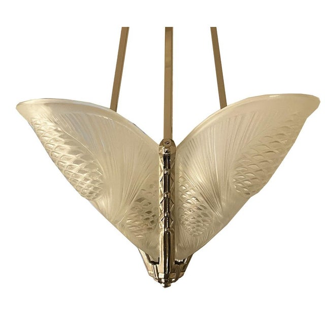 Metal Art Deco Pendant Light from Verrerie d'Art Degué, 1925 For Sale - Image 7 of 12