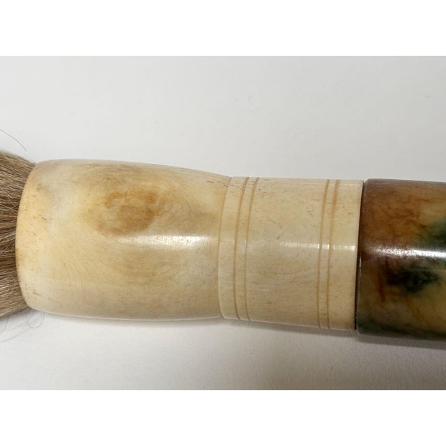 Chinese Jade Bone and Horse Hair Calligraphy Brush Hand-Carved 15 In For Sale - Image 11 of 12