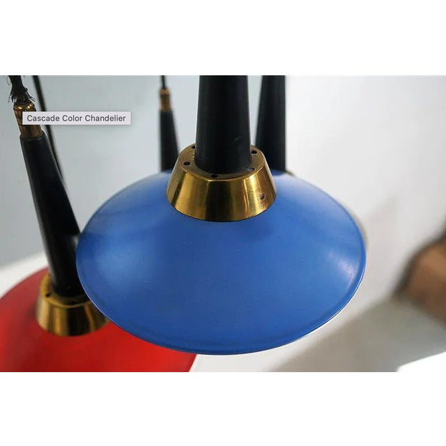 Glass Vintage Italian Mid-Century “Cascade Color” Chandelier — Multicolor Glass, 1950s For Sale - Image 7 of 8