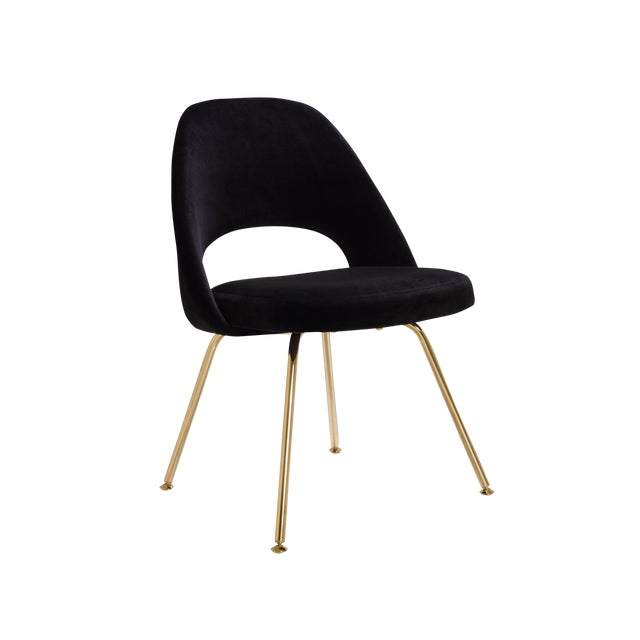 Saarinen Executive Armless Chairs in Noir Velvet, Gold Edition For Sale
