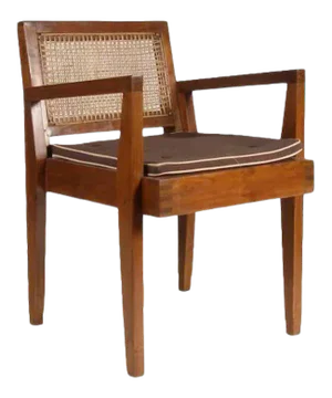 Pierre Jeanneret Caned Teak Armchair from Chandigarh, India