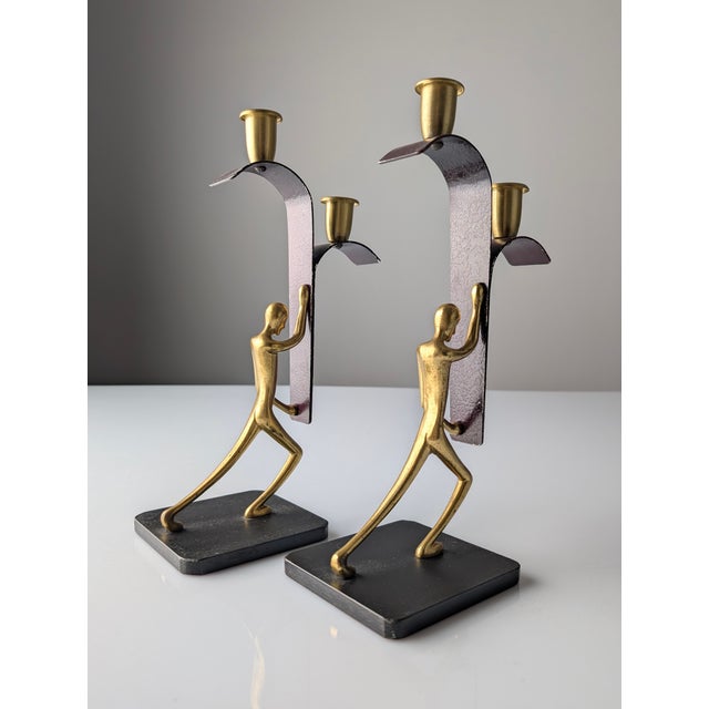 1940s Sculptural Bronze Candelabras from Karl Hagenauer, 1940s, Set of 2 For Sale - Image 5 of 17