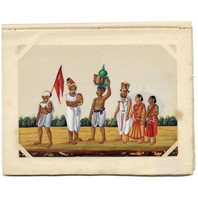 Paper Indian Company School, a Vaishnava Procession, 1800s, Gouache on Paper For Sale - Image 7 of 9