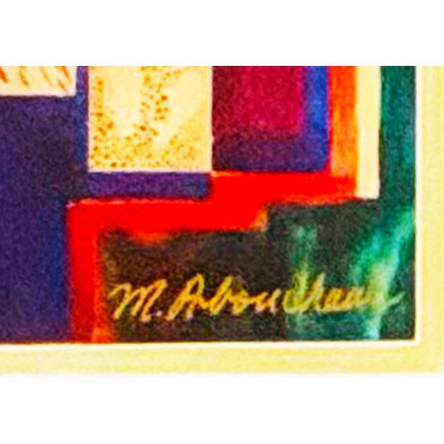 Linen Set of Three Limited-Edition Late 20th-Century Modern/Abstract Signed Prints of City Buildings Under Moon For Sale - Image 8 of 9