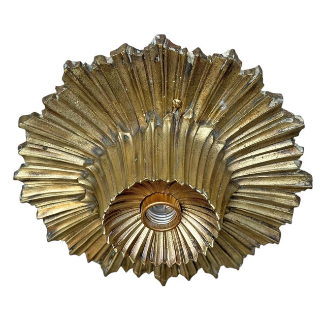 Pair of Early 20th Century American Art Deco Brass Flush-Mount Fixtures For Sale - Image 9 of 14