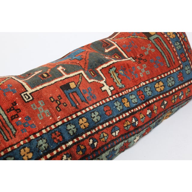 Antique Made in Caucasian Kazak Rug Sofa Pillow Cover -19'' X 39'' For Sale - Image 11 of 13
