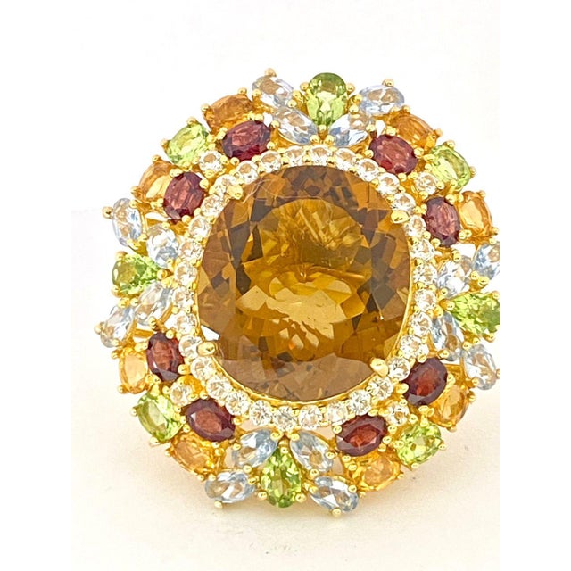 Bochic "Orient" Vintage Citrine & Peridot Cocktail Ring Set In 18K Gold&Silver For Sale - Image 17 of 18