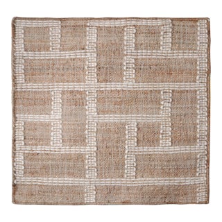 Rug & Kilim Jute Beige and White Squares Rug, 8' x 10' For Sale