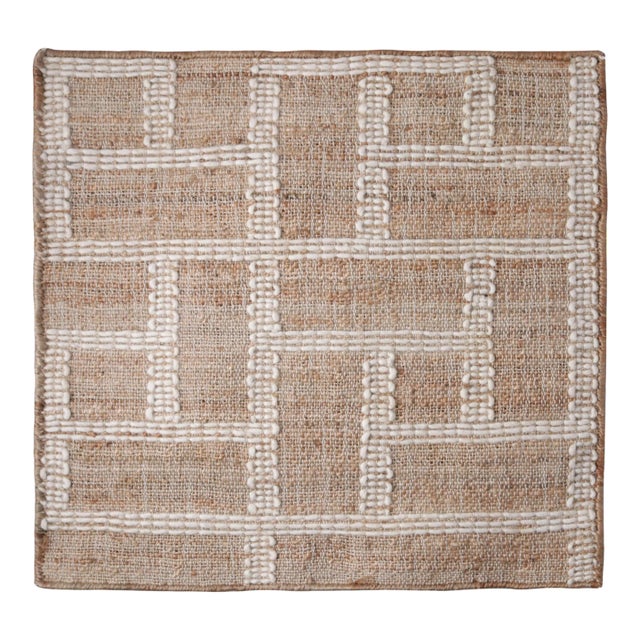 Rug & Kilim Jute Beige and White Squares Rug, 8' x 10' For Sale