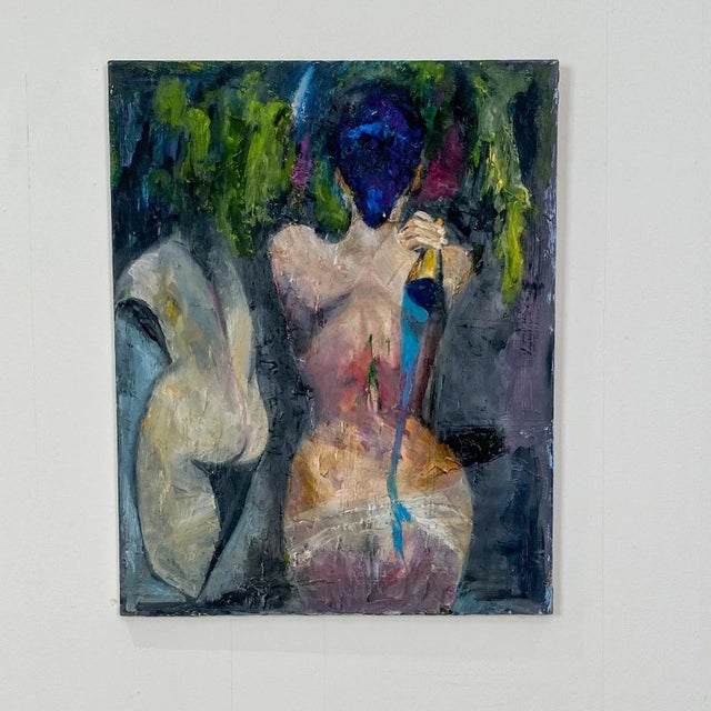 Mid 20th Century Mid Century Figurative of Two Women, Oil on Canvas For Sale - Image 5 of 5
