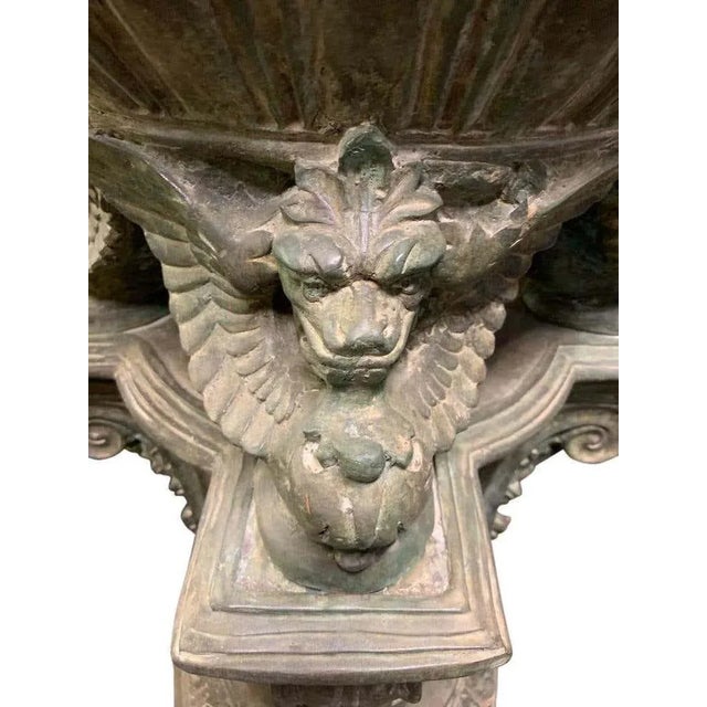 Metal French Empire Garden Urns in Bronze, 20th Century, Set of 2 For Sale - Image 7 of 10