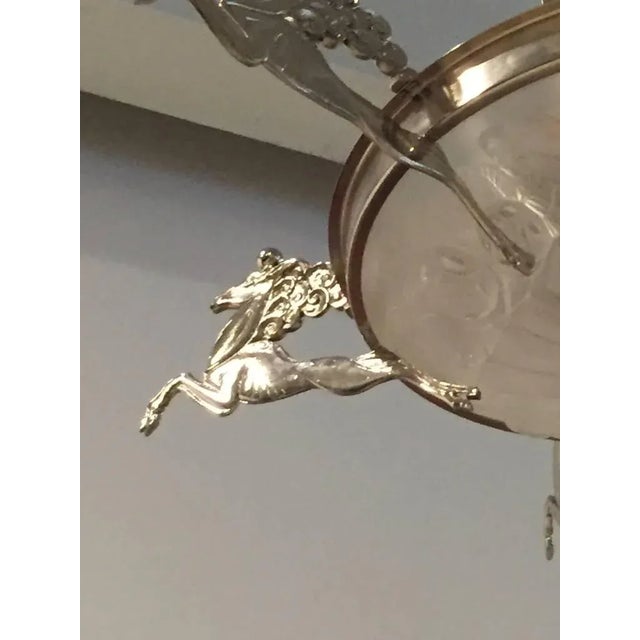 David Gueron Degue French Art Deco Chandelier Signed by Degue with Mythical Horses For Sale - Image 4 of 12