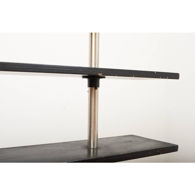 Black Freestanding Shelving Unit in Nickel-Plated Steel Tube Frame and Wood Shelves, 1930s For Sale - Image 8 of 17