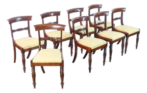 Beech Dining Chairs, 19th Century, Set of 8