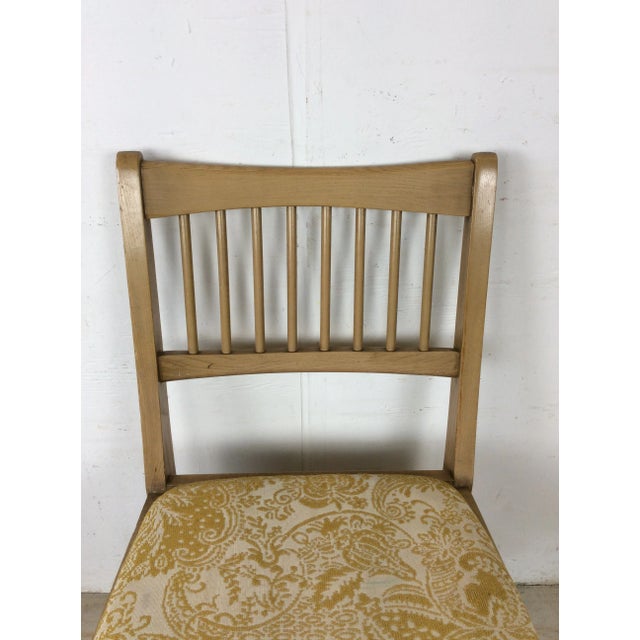 1960s Mid Century Modern Side Chair With Limed Oak Finish and Newer Patterned Upholstery For Sale - Image 5 of 12