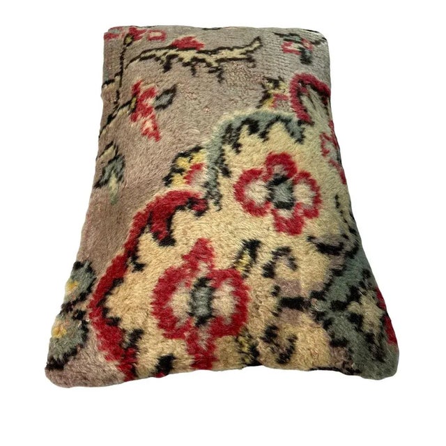 Large Vintage Turkish Handmade Rug Cushion Cover For Sale - Image 4 of 11