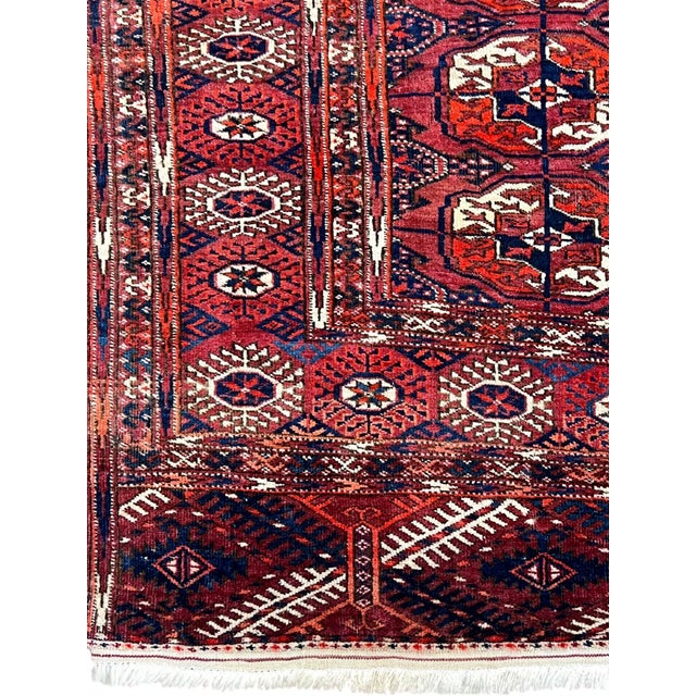 Tribal Vintage Afghan Turkmen Bokhara Wool Rug 5’3” X 7’11” For Sale - Image 3 of 6