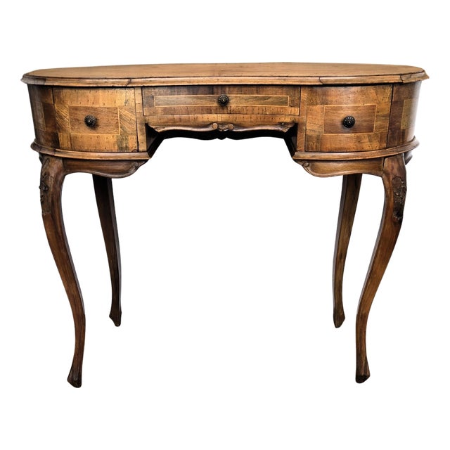 Vintage Italian Kidney Shaped Desk in Walnut, 1940s For Sale