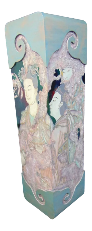 Asian Laquered Figural Pedestal
