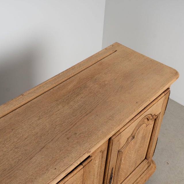 19th Century French Bleached Oak Long Sideboard Buffet For Sale - Image 6 of 17