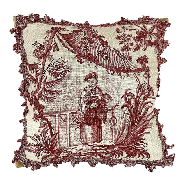 Chinoiserie Hand-Done Needlepoint Pillow For Sale