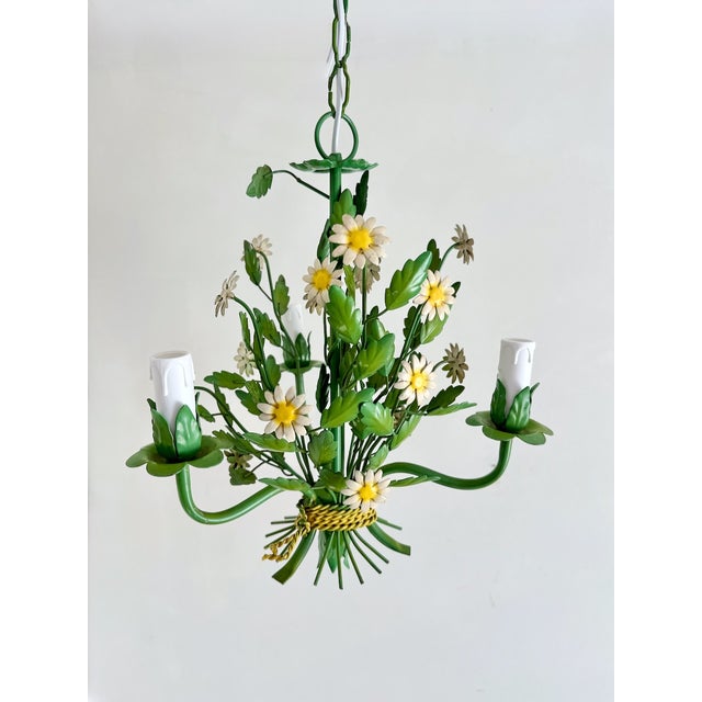 Italian Painted Tole Daisy Chandelier by Sergio Terzani, 1970s For Sale - Image 15 of 15