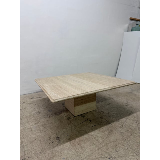 Mid-Century Modern Italian Travertine Square Coffee or Cocktail Table, 1970s For Sale - Image 3 of 18