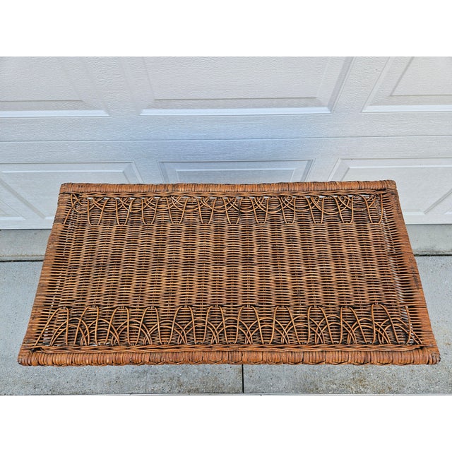 Wood Rattan Bamboo Side Table Lidded Planter Box For Sale - Image 7 of 12