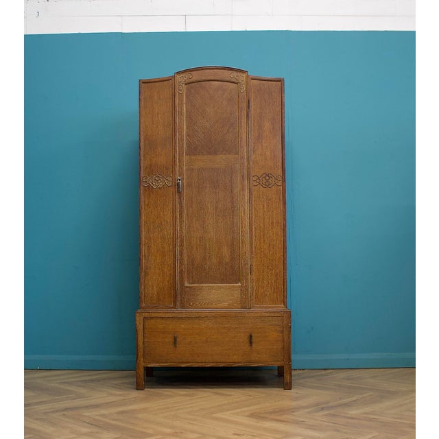 Vintage Art Deco Wardrobe in Limed Oak, 1930s For Sale - Image 11 of 11