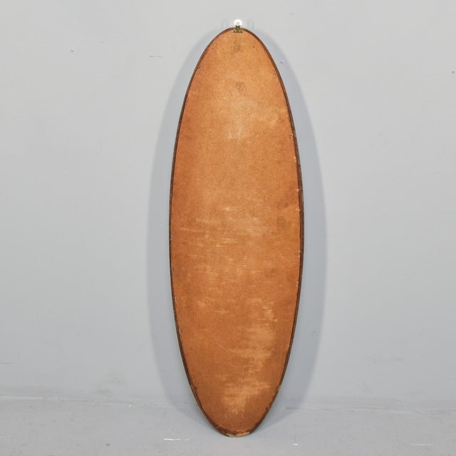 Italian Mid-Century Walnut Oval Mirror For Sale - Image 9 of 11