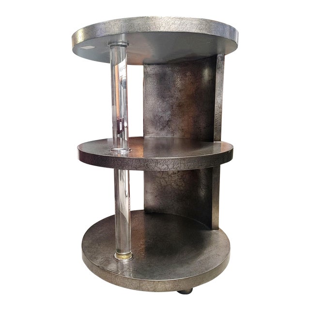 Vanguard Tala Three Tier Stainless Steel Silver Leaf Accent Table Chairish