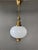 Gold Vintage Pendant Lamp with Opal Glass Globe and Brass Details, 1970s For Sale - Image 8 of 8