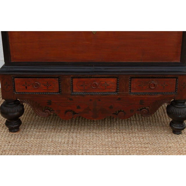 19th Century Large Antique Dutch Colonial Ceylon Chest on Stand For Sale In Los Angeles - Image 6 of 9