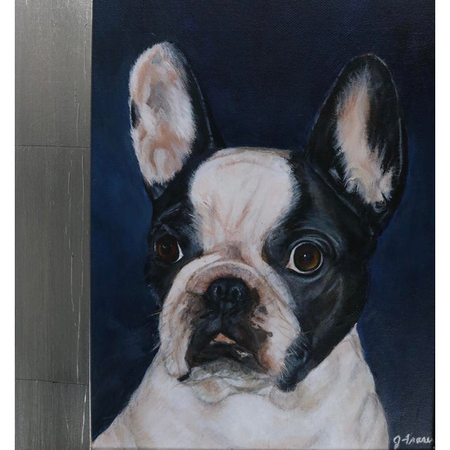 2010s Boston Terrier Dog Portrait Oil Painting “Henry” Signed For Sale - Image 5 of 14