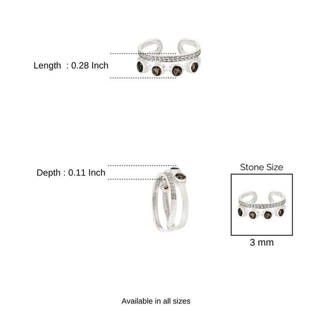 Rare Open Cuff Smoky Topaz Ring With Dazzling Zircons, Size 6 For Sale - Image 11 of 13