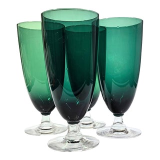Emerald Iced Tea Goblets- Set of Four For Sale