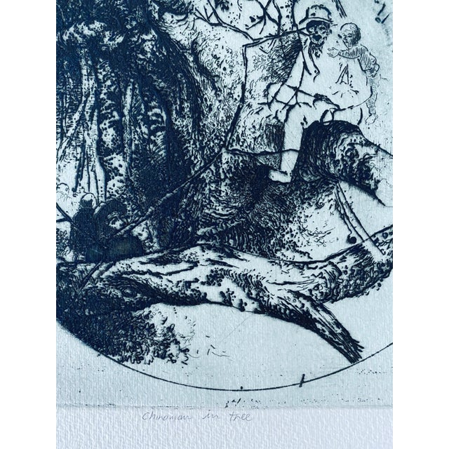 American Robert A. Birmelin, Chinese Man In Tree, American Modernist Abstract Etching For Sale - Image 3 of 6