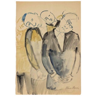 Mino Maccari, The Undecided, 1938, Watercolor For Sale